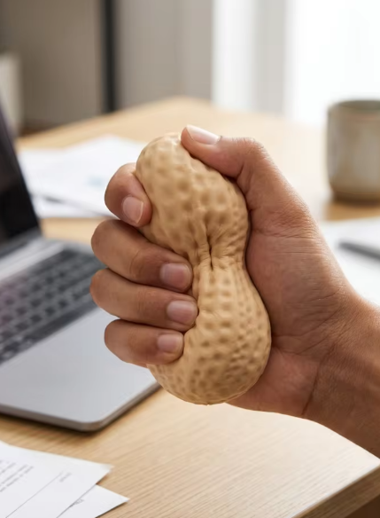 Gniotek sensoryczny Orzeszek Ziemny, miękka zabawka antystresowa do ściskania, realistyczny squishy w kształcie fistaszka